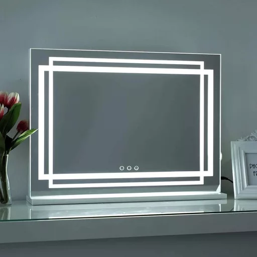 LED-es sminktükör 58 x 12 x 48 cm
