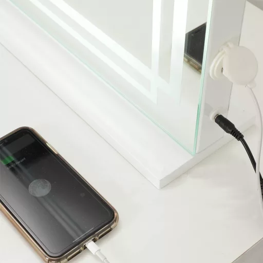 LED-es sminktükör 58 x 12 x 48 cm