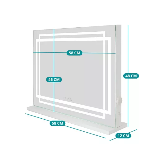 LED-es sminktükör 58 x 12 x 48 cm