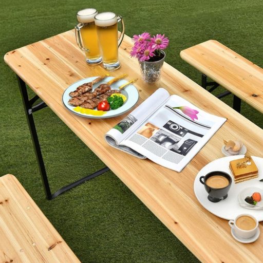 Fa kerti piknik asztal 2 paddal