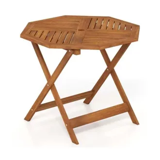 Nyolcszögletű fa kisasztal