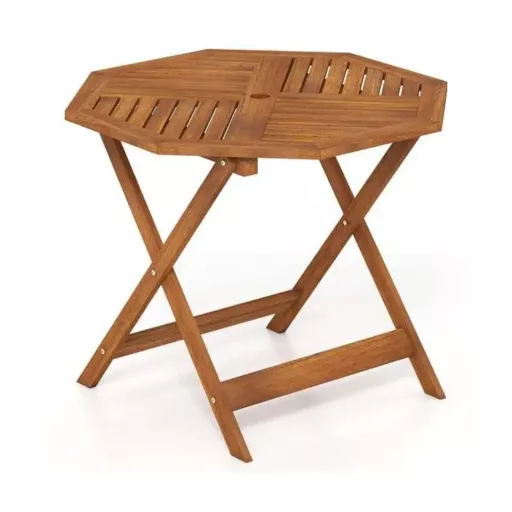 Nyolcszögletű fa kisasztal