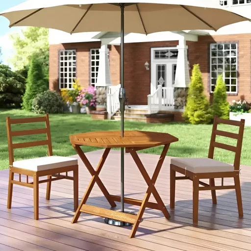 Nyolcszögletű fa kisasztal