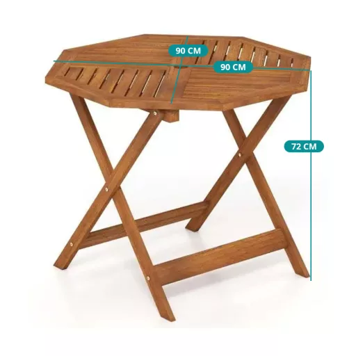 Nyolcszögletű fa kisasztal