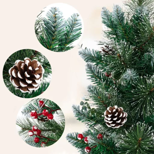 Díszített műfenyő 20 meleg LED-es fénnyel 90cm