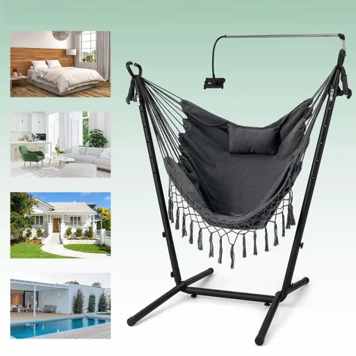 Állítható magasságú függőszék telefontartóval