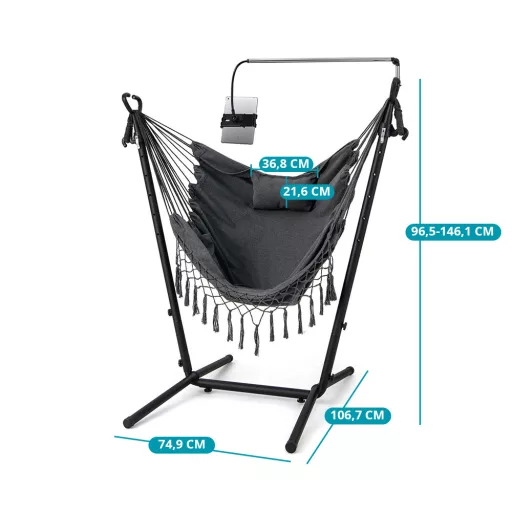 Állítható magasságú függőszék telefontartóval