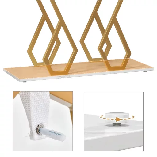 Dekor asztal állítható lábakkal márványlappal  100 x 30 x 79 cm