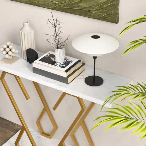 Dekor asztal állítható lábakkal márványlappal  100 x 30 x 79 cm