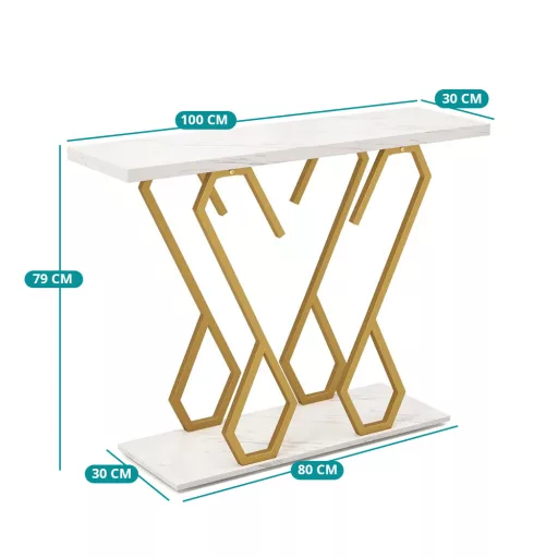 Dekor asztal állítható lábakkal márványlappal  100 x 30 x 79 cm