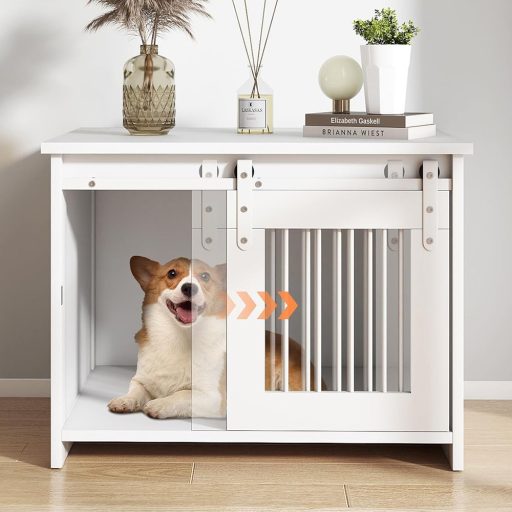 Modern beltéri kutyakennel, fehér