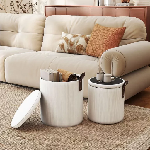 2db-os tároló puff, törtfehér