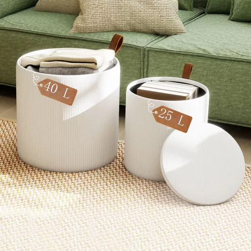 2db-os tároló puff, törtfehér