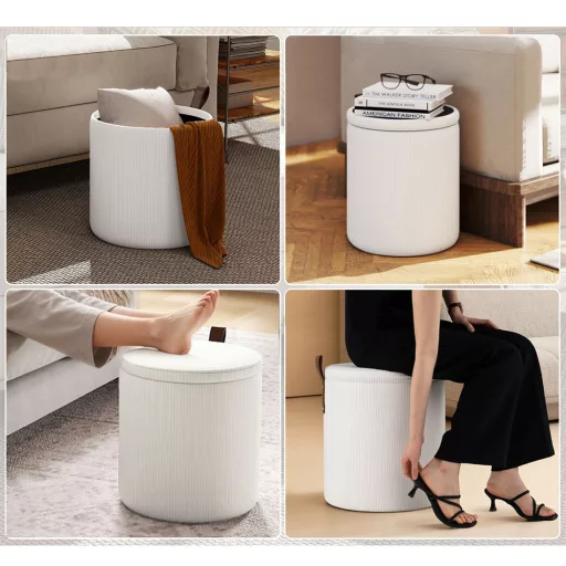 2db-os tároló puff, törtfehér