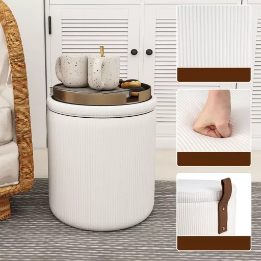 2db-os tároló puff, törtfehér