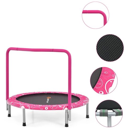 Összecsukható gyerek trambulin fogantyúval, rózsaszín