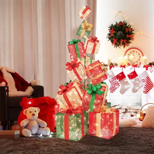 Világító ajándékdoboz torony 450LED-es 170cm