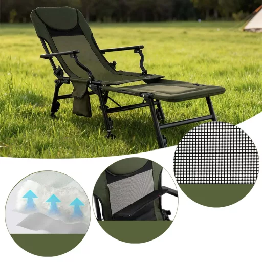 Nagyméretű horgászszék lábtartóval