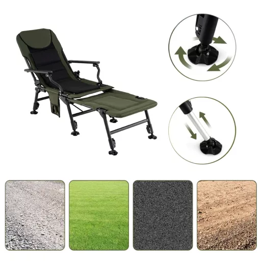 Nagyméretű horgászszék lábtartóval