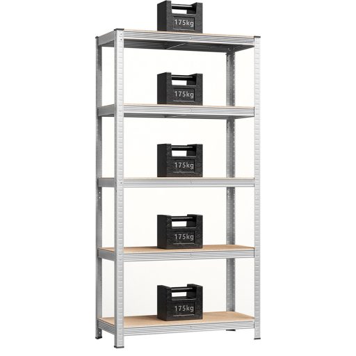 5-szintes acél polcrendszer, 2 db, ezüst