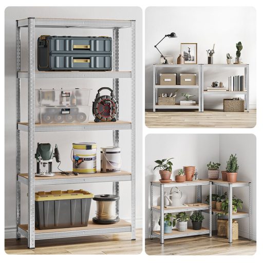 5-szintes acél polcrendszer, 2 db, ezüst