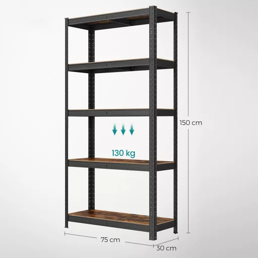 5 szintes polcrendszer 650 kg teherbírással