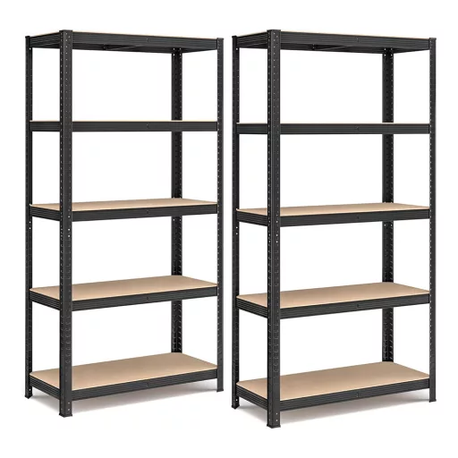 5-szintes acél polcrendszer, 2db, fekete