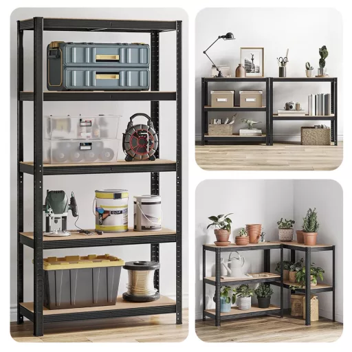 5-szintes acél polcrendszer, 2db, fekete