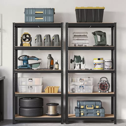 5-szintes acél polcrendszer, 2db, fekete