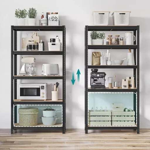 5-szintes acél polcrendszer, 2db, fekete