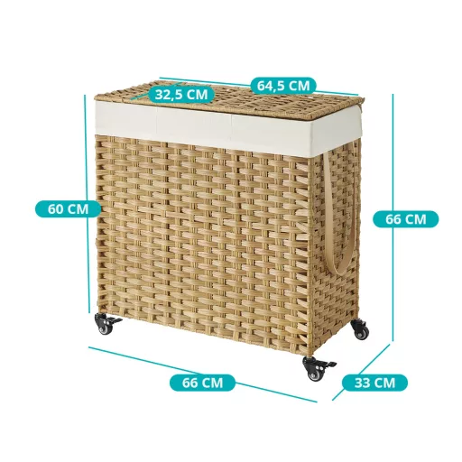 Műanyag szennyestartó kosár, 66 x 33 x 66 cm