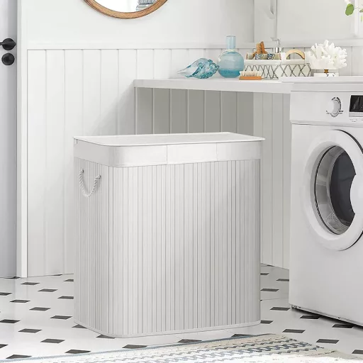 Műanyag szennyestartó kosár, fehér