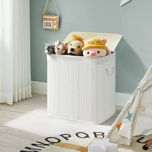 Műanyag szennyestartó kosár, fehér