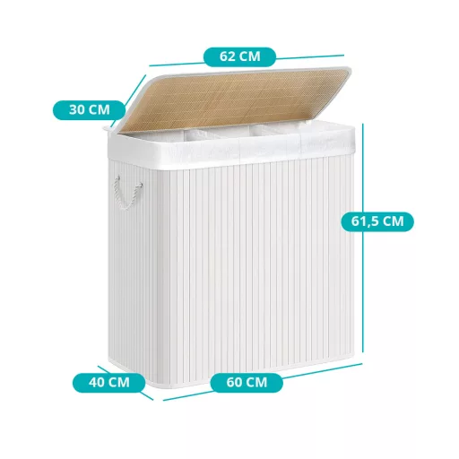 Műanyag szennyestartó kosár, fehér