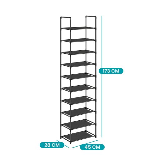 10 szintes cipőtároló, 45 x 28 x 173 cm