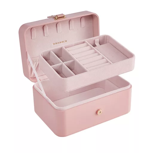 Ékszertartó rózsaszín 16x11x7,8cm