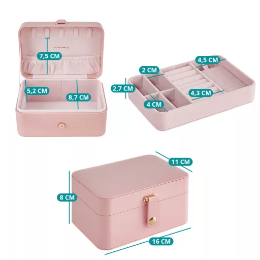 Ékszertartó rózsaszín 16x11x7,8cm