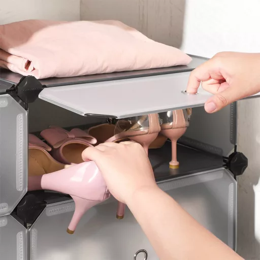 Műanyag tárolószekrény, szürke