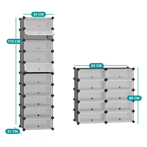 Műanyag tárolószekrény, szürke