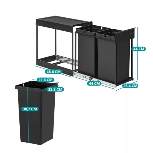 Kihúzható dupla rekeszes szemetes