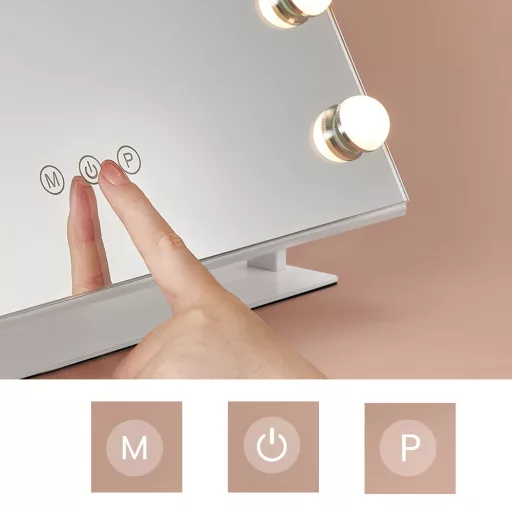 LED-es sminktükör telefontartóval