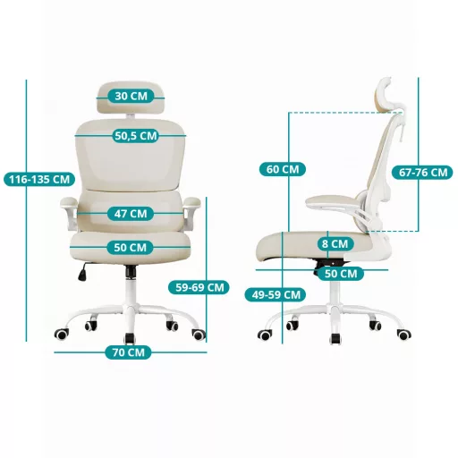 Fejtámlás ergonomikus szék, bézs