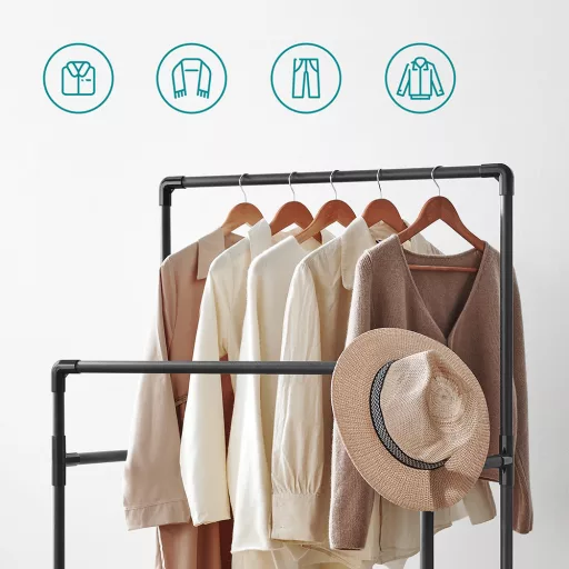 2 akasztós ruhtartó állvány, fekete