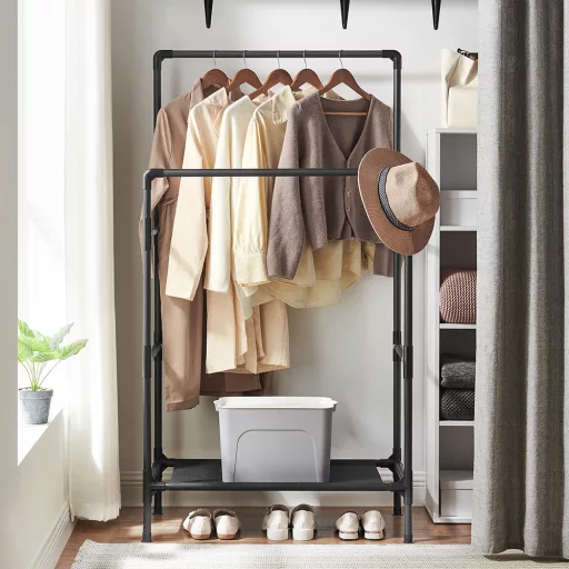 2 akasztós ruhtartó állvány, fekete