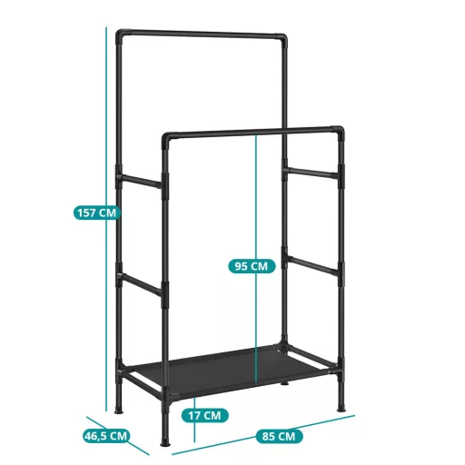 2 akasztós ruhtartó állvány, fekete