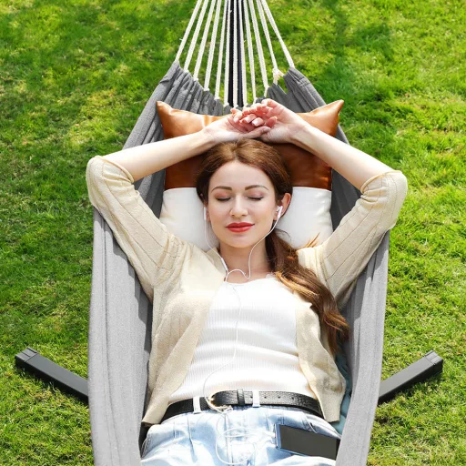 Függőágy tartóállvánnyal, szürke