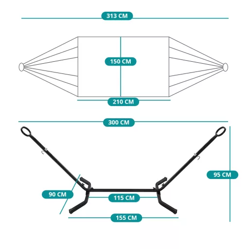 Függőágy tartóállvánnyal, szürke