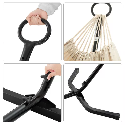 Függőágy tartóállvánnyal, bézs