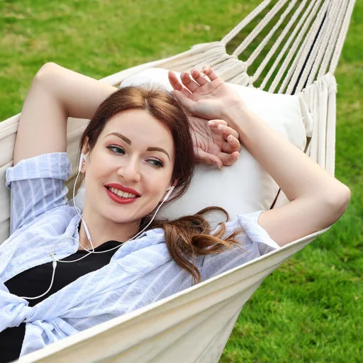 Függőágy tartóállvánnyal, bézs