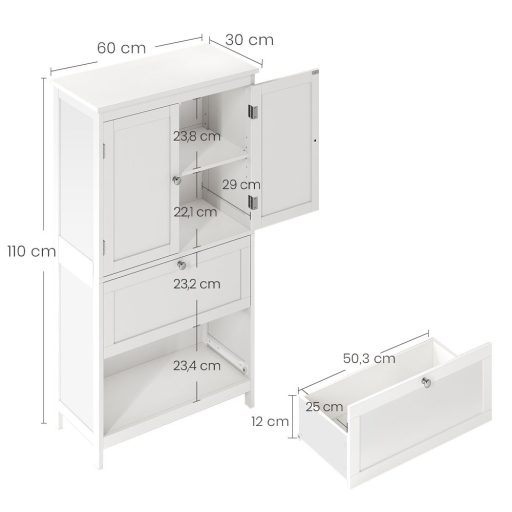 2 ajtós tárolószekrény 2 fiókkal 60x30x110cm